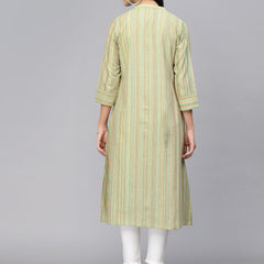 Largish Cotton Green Self Design Calf Length, A-Line Shrug