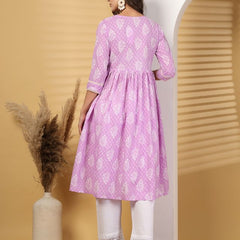 Largish Cotton Purple Booti Print Kurta