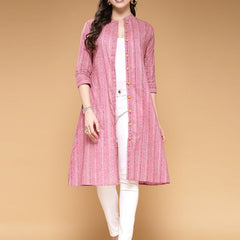 Largish Pink Cotton Foil Print Shrug