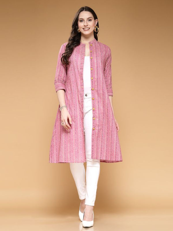 Largish Pink Cotton Foil Print Shrug