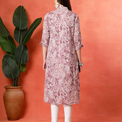 Largish Women's Western Purple Cotton Printed Shrug