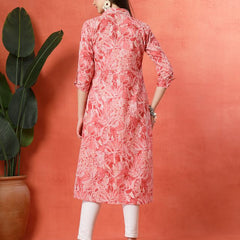 Largish Women's Western Peach Cotton Printed Shrug