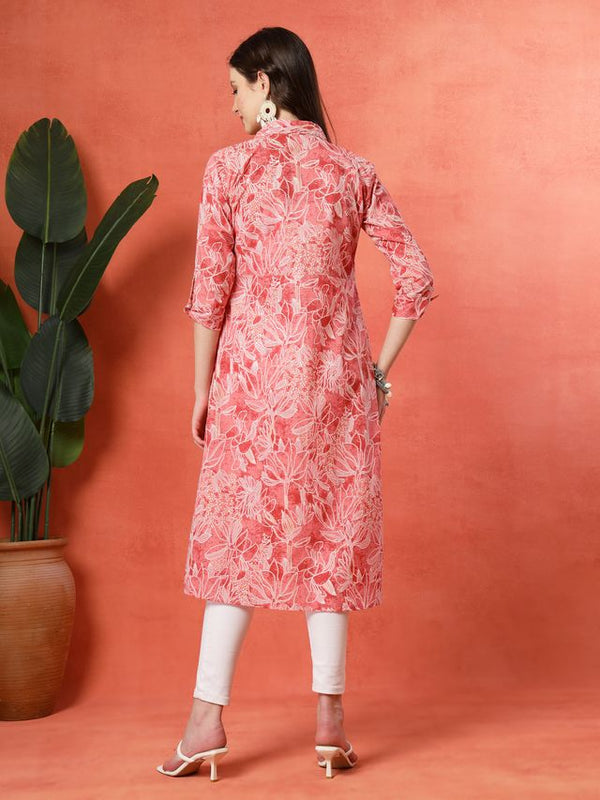 Largish Women's Western Peach Cotton Printed Shrug