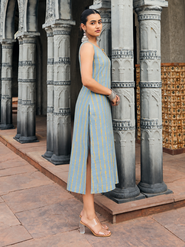 Largish Stylish women’s striped A-line Cotton Dress