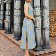 Largish Stylish women’s striped A-line Cotton dress