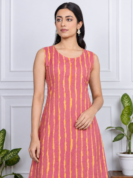 Largish Stylish women’s striped A-line Cotton Dress