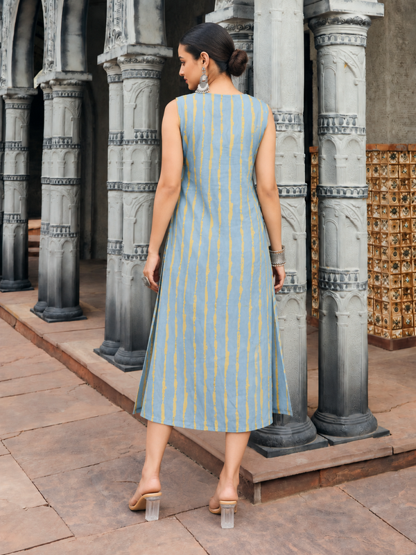 Largish Stylish women’s striped A-line Cotton Dress