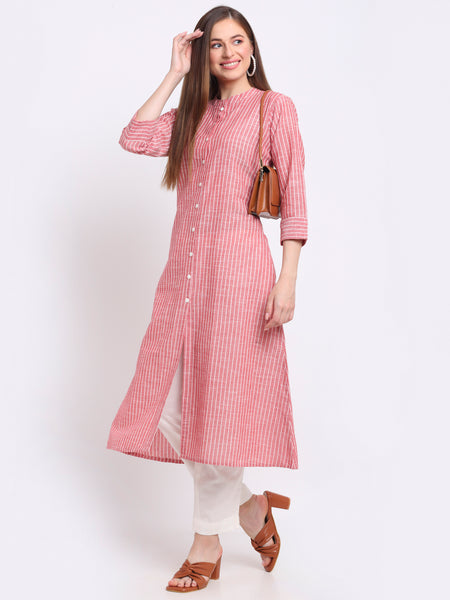 Largish Cotton Red A-line Kurta
