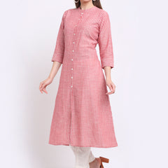 Largish Cotton Red A-line Kurta