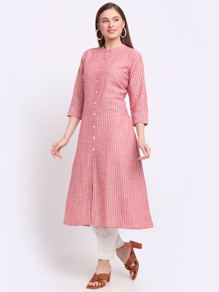 Largish Cotton Red A-line Kurta