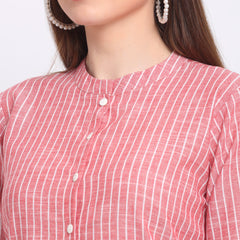 Largish Cotton Red A-line Kurta