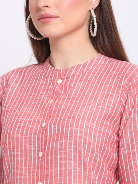 Largish Cotton Red A-line Kurta