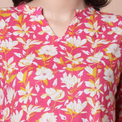 Largish Cotton Floral Print Tiered and Flared A-line Dress