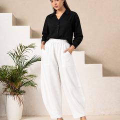 Women Cotton Balloon Fit Pants