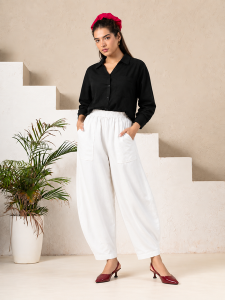 Women Cotton Balloon Fit Pants