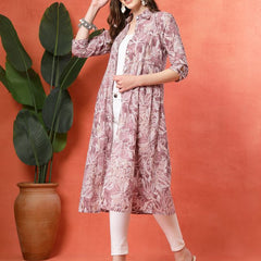 Largish Women's Western Purple Cotton Printed Shrug