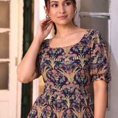 Largish Rayon floral print fit & flare dress