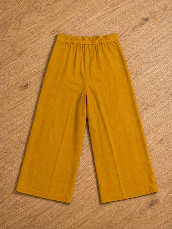 Women’s Yellow Wide-Leg Cotton Trousers