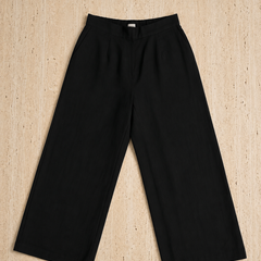 Women’s Black Wide-Leg Cotton Trousers