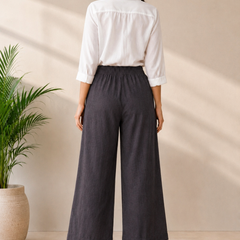 Women’s Grey Wide-Leg Cotton Trousers