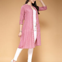 Largish Pink Cotton Foil Print Shrug
