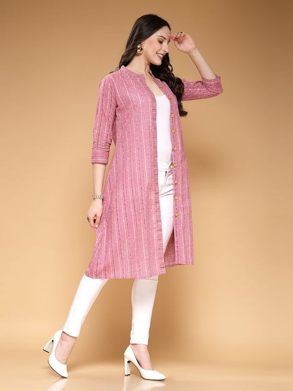Largish Pink Cotton Foil Print Shrug
