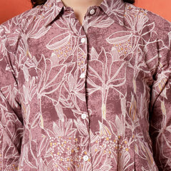 Largish Women's Western Purple Cotton Printed Shrug