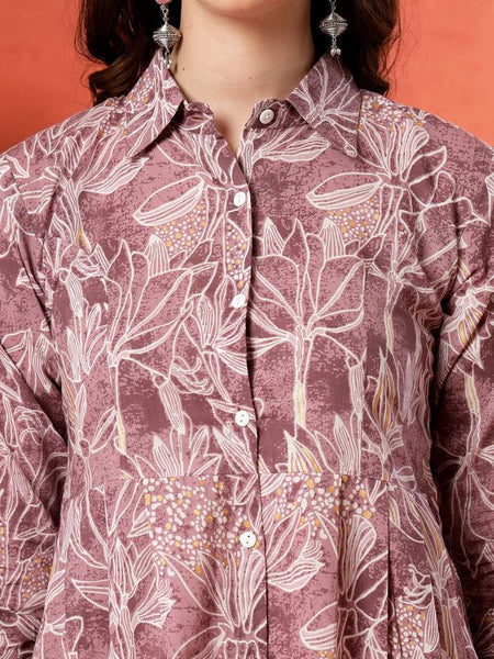 Largish Women's Western Purple Cotton Printed Shrug