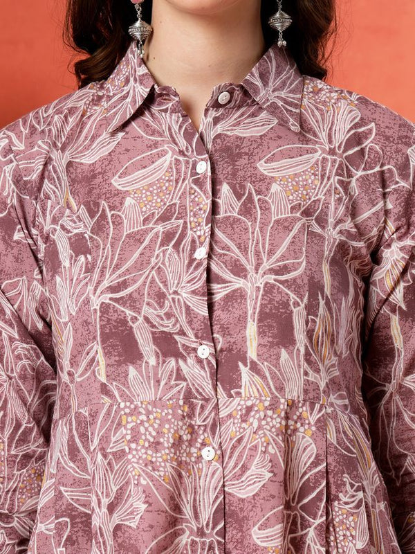 Largish Women's Western Purple Cotton Printed Shrug