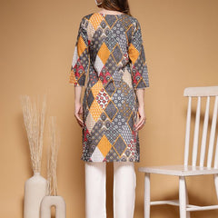 Largish Women's Multicolor Jaipuri Print Cotton Straight Kurta