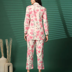 Largish Women's Pink Floral Print Cotton Flex Co-Ord Set