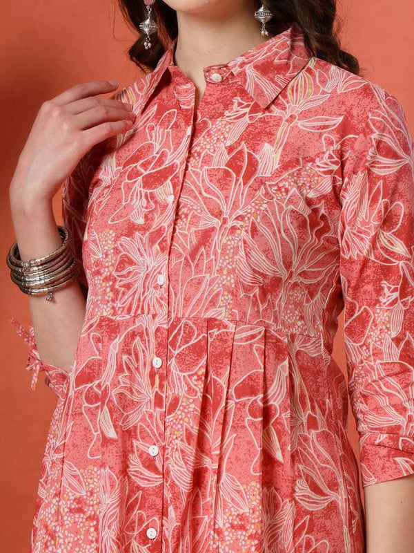 Largish Women's Western Peach Cotton Printed Shrug