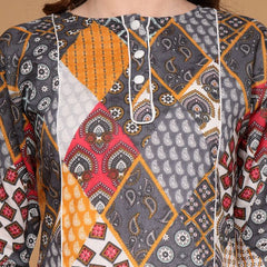Largish Women's Multicolor Jaipuri Print Cotton Straight Kurta