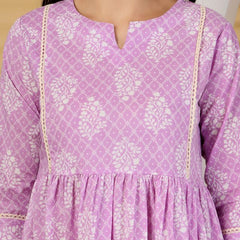 Largish Cotton Purple Booti Print Kurta