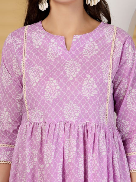 Largish Cotton Purple Booti Print Kurta